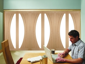 Freefold Salerno (clear glass) Oak Internal Folding Sliding Doors